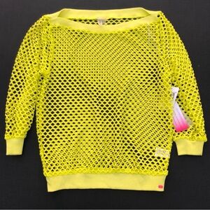 PINK LOTUS yellow sweater top-CUTE as cover up over sports bra in the gym! Sz S